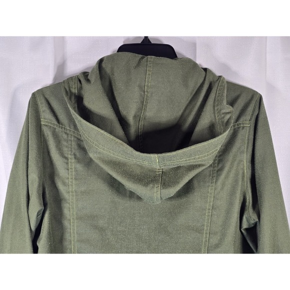 Columbia Womens Olive Green Hooded Utility Jacket Canvas Full Zip Outdoor Small - Picture 3 of 9